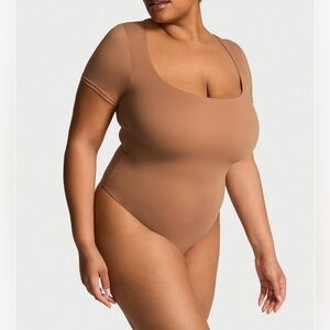 Victoria Secret Tan Short Sleeve Bodysuit Size XL